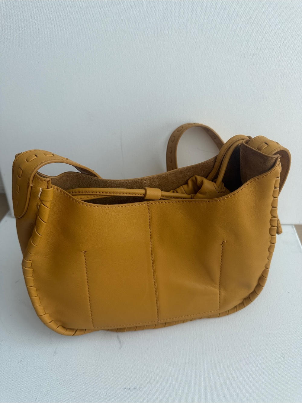 Massimo Dutti Mustard Leather Shoulder Bag